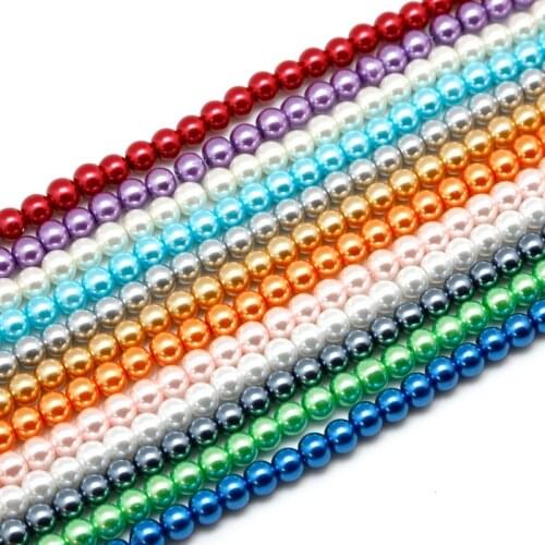 Wholesale Painted Colors 4mm 6mm 8mm 10mm Round Shape Imitation Glass Pearl Beads for Jewelry Findings Choker Necklace Craft DIY
