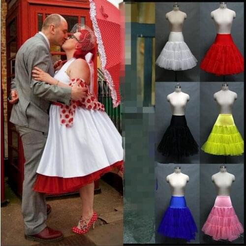 In Stock Ruffled Petticoats Colorful Red White Pink Yellow Blue Underskirt 1950s Vintage Tulle Skirt For Bridal Gowns
