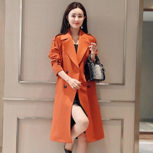 Medium Casual Length Trench Women 2021 Windbreaker Coat Lady Double Breasted Street Coat Female Spring Autum Outwear Large M-4XL