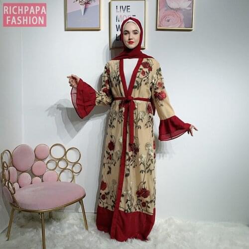 Robe Femme Musulman De Mode Dubai Abaya Muslim Hijab Dress Kimono Kaftan Abayas For Women Caftan Islamic Clothing Ropa De Mujer