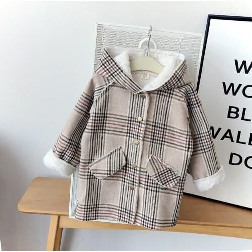 2019 Winter Casual Solid Jacket For Girls High Quality Fashion Childrens' Jacket Long Sleeve Plaid Kids Jacket