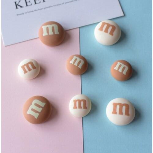 20Pcs 15/18mm Cute Round M Beans Flatback Resin Cabochon Scrapbooking Hair Bows Center Accessories DIY Phone Decoration Craft