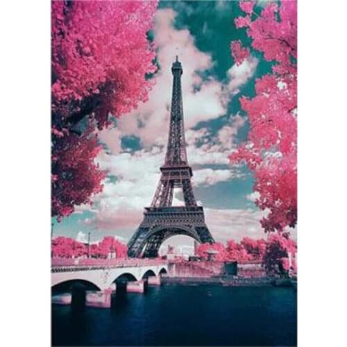 DIY 5D diamond painting landscape ‘Eiffel Tower’ round rhinestone embroidery color cross stitch home decoration XN1478