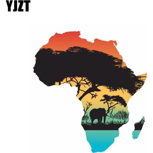 YJZT 12.3CM*13CM Car Accessories Africa Map Flag PVC Body Car Sticker Decal 6-2155