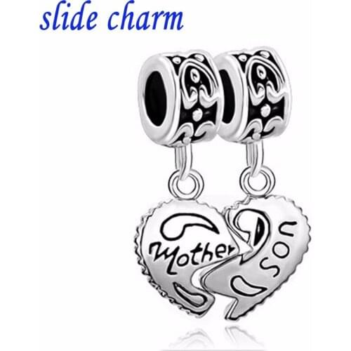 Slide charm Free shipping Mother 's Day gives mom gift pendant beads fit Pandora bracelet