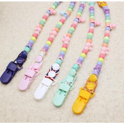 Safety Baby Pacifier Clips Newborns Beads Anti-lost Chain Toys Newborn Baby Dummy Pacifiers Clips for Teether Nipples