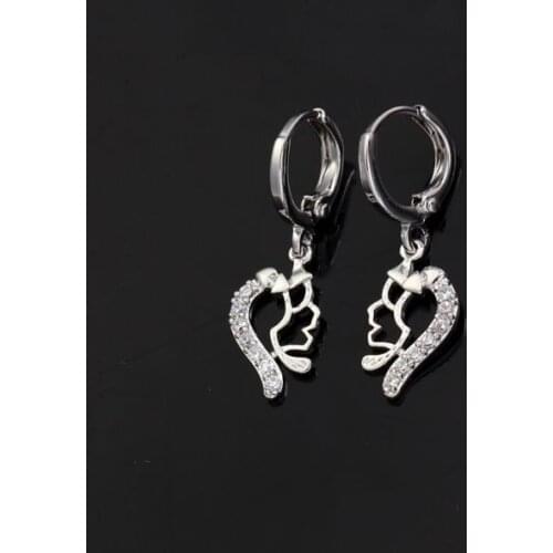 MxGxFam Elegant Young Lady Drop Earrings Women with White Gold Color
