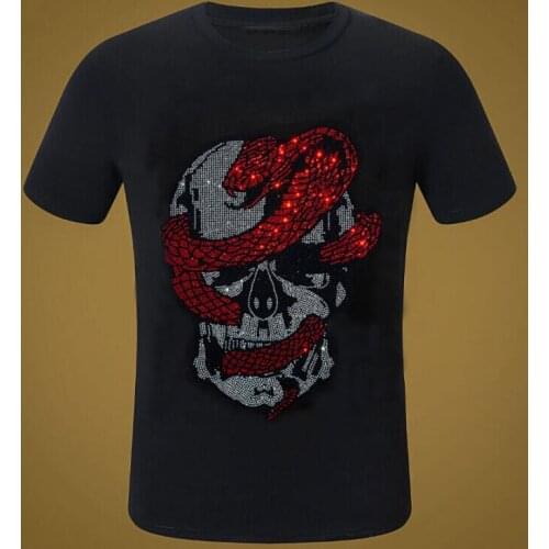 T-shirt Tops Fashion Classic brand Skull t shirt Diamonds T shirts men Streetwear clothing