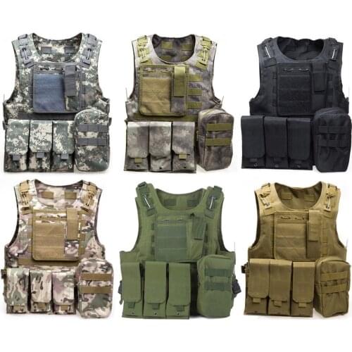 Camouflage Tactical Vest CS Army Military Tactical Vest Wargame Body Molle Armor Outdoors Equipment Hunting Shooting 600D nylon