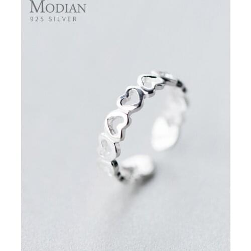 Modian Minimalist Simple Stackable Heart Ring for Women Authentic 925 sterling Silver Adjustable Free Size Ring Fine Jewelry