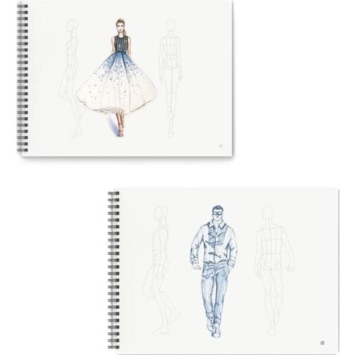 A4 Fashion Design Sketchbook,Figure Templates, Dotted Line Human Body Painting Notebook Design Professional Clothing Sketch Book