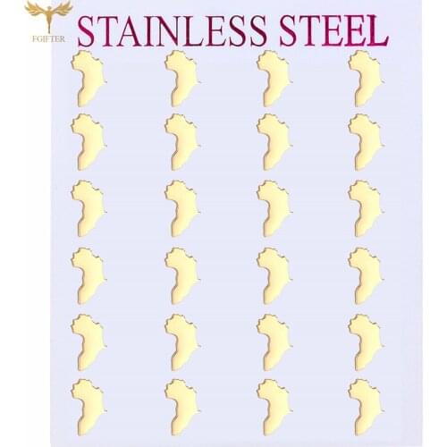 Wholesale Earrings Africa Continent Map Earrings 12 Pairs Lot Studs Waterproof Stainless Steel Jewelry Golden Silver Choose