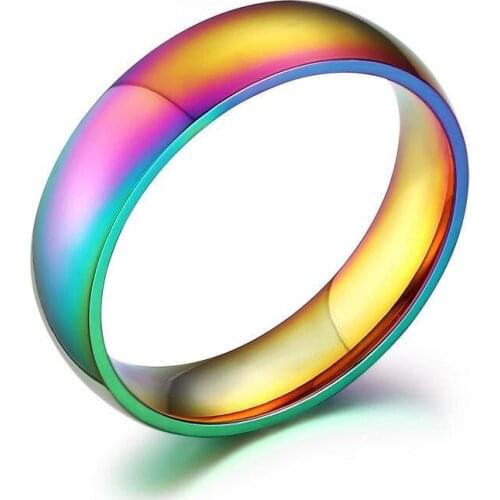 New Arrivals Simple Colorful Stainless Steel Rings For Women Classic Elegant Wedding Rings For Women Girls Width 6mm