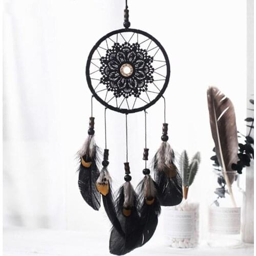 New INS Black Lace Dream Catcher Wind Chimes Home Ornaments Key Rings Car Rearview Mirror Pendant Jewelry Car Hanging Accessorie