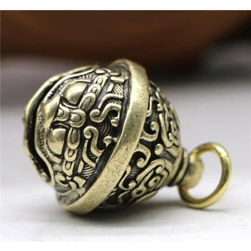 Gluttony Brass Handicraft Die Casting Drop Bell Key Car Button Wind Bell Sect Bronze Bell Creative Gift Home Decoration Pendant