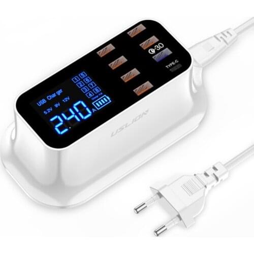 PD18W charger QC multi-port USB plug of intelligent digital power LED digital display charger