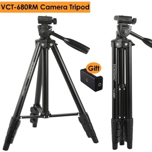 Yunteng VCT-680RM Professional Aluminum Alloy Camera DSLR Tripod w/ 3-Way Panel Ball Head for Canon Nikon Sony Smartphone iPhone