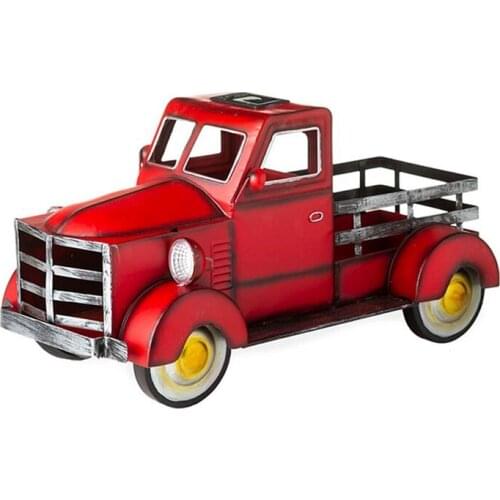 Retro Solar Illuminated Pickup Truck Flower Pot Decoration Desktop Storage Farmhouse Truck Christmas Decoration