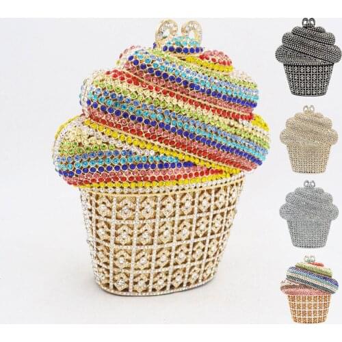 Luxury Multicolor Crystal Ice cream Designer Clutch Bags Mini Handbags Wedding Party Purse Evening Bags Day Clutches SC621