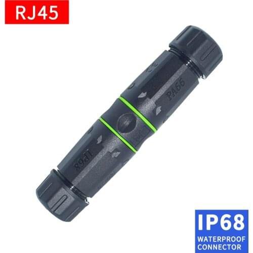 RJ45 Network Waterproof Connector Black IP68 Cable Connection M23 CAT6 Outdoor Waterproof Network Cable Through Butt Plug