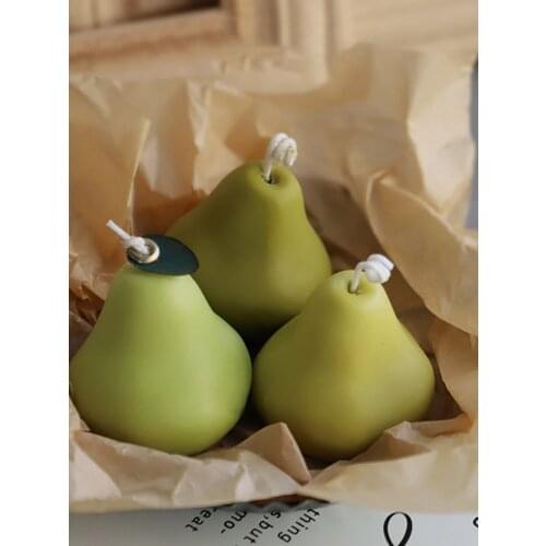 3D Pear Silicone Handmade Scented Aromatherapy Candle Mold DIY Fruit Soap Supplies Plaster Home Desk Decoration