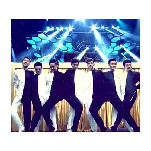 Modern Dance Russian Performance Clothing Personality Ballroom Dress Black White Optical Illusion Leg Siamese Dance Costumes