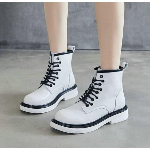Style Martin Boots 2021 New Boots Women Shoes Ankle Boots Winter Shoes Genuine Leather Platform Booties White Black