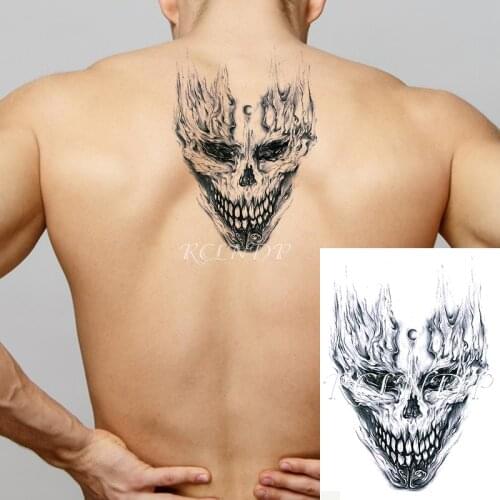 Waterproof Temporary Tattoo Sticker Water-shape Head Skull Moon Horrible Cool Pattern Fake Tatto Flash Tatoo Art for Men Women