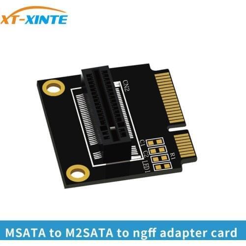 XT-XINTE MSATA TO M2SATA Adapter Board for M.2 NGFF SATA SSD Adapter Card Vertical Connector Half Size/Full Size Riser Card