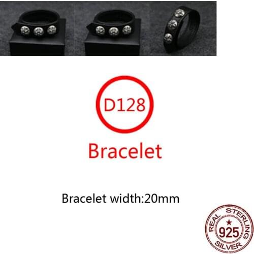D128 S925 sterling silver leather bracelet personality six-pointed star fashion bracelet punk street female simple accessories
