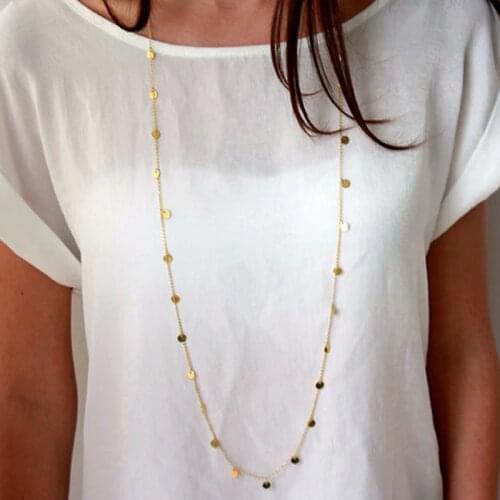 Bohemian Gold Silver Color Chain Coins Tassel Long Necklace Women Fashion Jewelry Double Wear Way Maxi Collar accessories