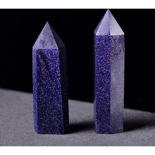 1PC Blue sandstone Quartz Crystal Point Tower Healing Stone Energy Ore Mineral Obelisk Home Decor Ornaments 50-80mm