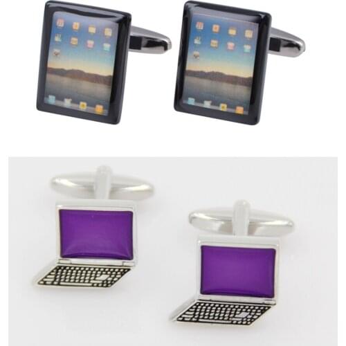 10Pairs/lot Creative Laptop Pad Shape Cufflinks Copper Enamel Notebook Cuff Links Mens Jewelry Accessory Wholesale