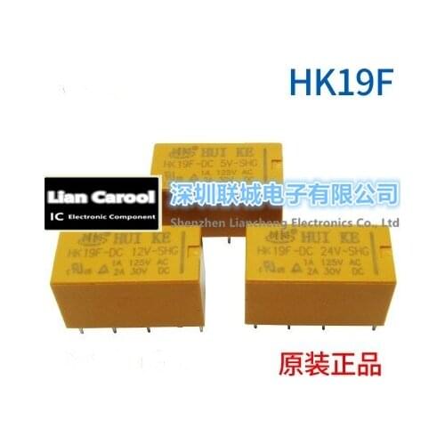 10pcs/ DC12V 8 pins 2pdt DC 12V SHG Coil DPDT 8 Pin 2NO 2NC Mini Power Relays PCB Type HUI KE HK19F HK19F-DC12V-SHG
