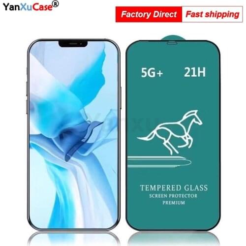 100Pcs 21H Full Glue Tempered Glass Film For iPhone 11 12 Pro Max Mini X XS Max XR 8 7 6 Plus SE2020 Full Cover Screen Protector