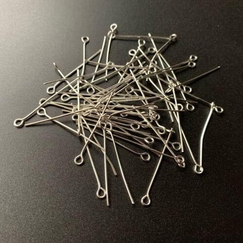 200pcs Silver Color Gauge Heads Eye Pins Metal for Jewelry Making Supplies Pins DIY Jewelry Findings Accessories About 28-30mm