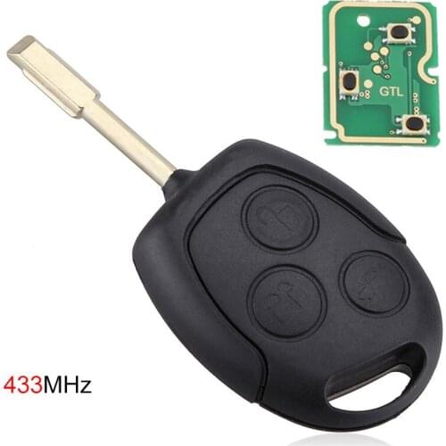 3 Buttons 433 MHZ ABS Durable Car Remote Entry Key Fob with Chip for Ford Mondeo-Fiesta-Focus - KA -Transit- K2 2002-2012