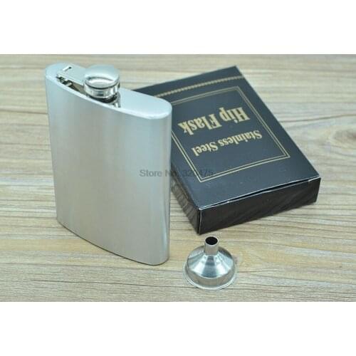 By dhl 50pcs Hip Flask 8oz Stainless Steel Portable Liquor Wine Hip Flask Whisky Alcohol Cap Funnel Drinkware