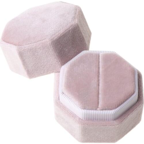Antique Octagon Velvet Ring Box Single Ring Display Holder with Detachable Lid Ring Box Holder for Wedding Ceremony