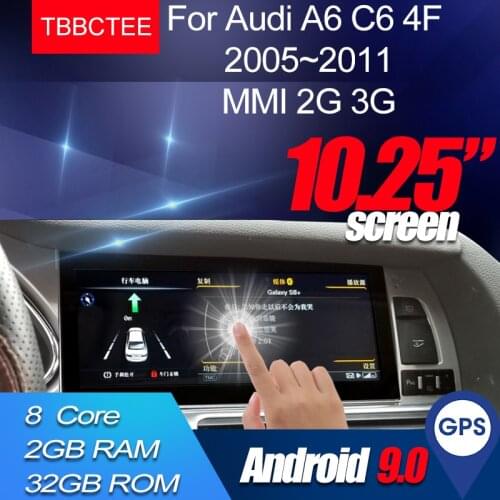 Android 9.0 2+32G For Audi A6 C6 4F 2005~2011 MMI 2G 3G Car Android Radio Gps Navigator Multimedia Stereo AU Phone cal WiFi 2Din