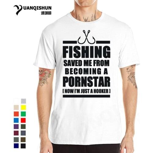 Fishings Saved Me Letter printed T-shirt 2018 New Funny Fish Fisherman T Shirt Unisex Harajuku Short Sleeve O Neck Tees Shirts