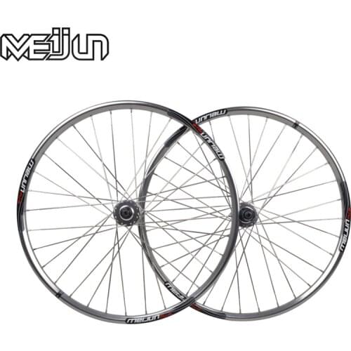 MEIJUN 26-inch 32H polished silver wheel disc brakes mountain bike wheel spokes breaking wind flat stainless steel silver