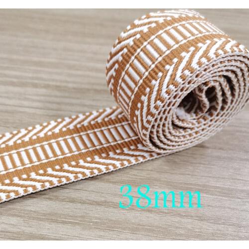 38mm Brown Striped Cotton Webbing Nylon Ribbon Lanyard Bag Purse upholstery Webbing Bag straps Belt