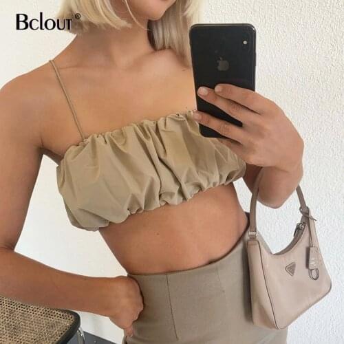 Bclout Hot Sexy Crop Top Camis Women Sleeveless Tank Top Casual Tube Top Summer 2020 Khaki Fashion Vest Female Streetwear New