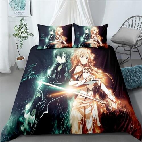 Sword Art Online Anime 3D Bed Linen Home Textile Pillow Case Duvet Covers Kids Comforter Bedding Sets Bed Set Home Decor Bedding