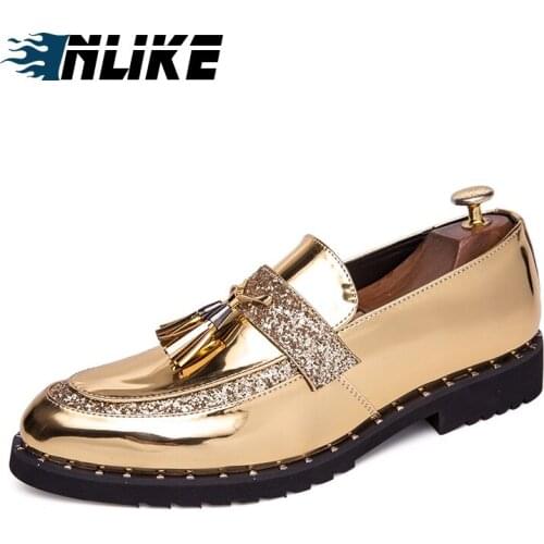 Pointed Toe Dress Shoes Men Loafers Patent Tassel Leather Oxford Shoes for Mens Dress Shoes