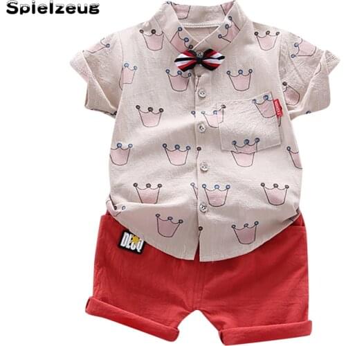 Fashion Toddler Infant Baby Kids Boys Clothes Suit Short Sleeve Printed Bowtie T-shirt Shorts Summer Gentlement Outfits Set#p4