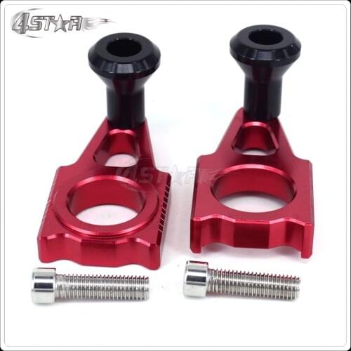 Motorbike CNC Rear Chain Adjuster Axle Blocks With Slider Bolts For HONDA CR125 CR250 02-07 CRF250R CRF250X CRF450R CRF450X
