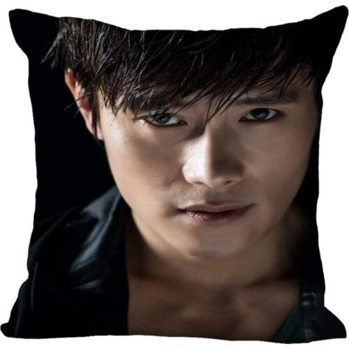 Custom Kpop Lee Byung hun Printed Square silk Pillowcases 40x40cm,35x35cm One Side Satin Pillowcase Custom Logo