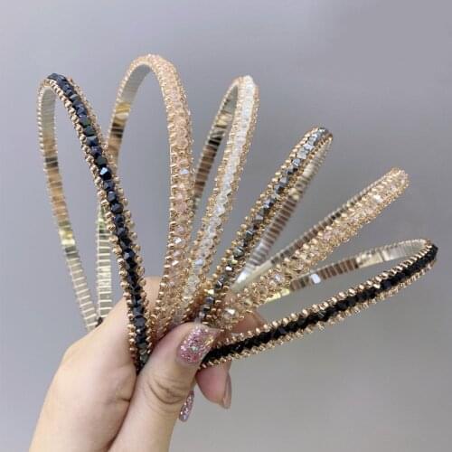 Korean Full Crystal Hairbands Sweet Non-slip Beaded Head Hoop Headband For Women Girl Fashion Simple Hair Accessories Headdress